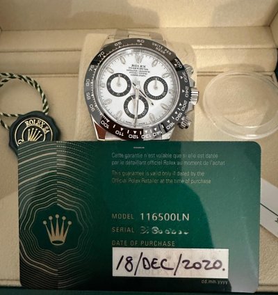 Rolex Daytona Chronograph Panda New Never Sized Or Worn Full Set