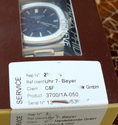 Patek Philippe Nautilus 3700 1 Jumbo Nautilus Beyer Korkbox 1977 Geneve Double Sealed-neuer Service
