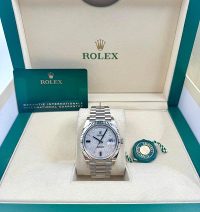 Rolex Day-date 40 228239 40mm White Gold Pave Dial Unworn 2023