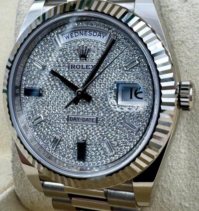 Rolex Day-date 40 228239 40mm White Gold Pave Dial Unworn 2023