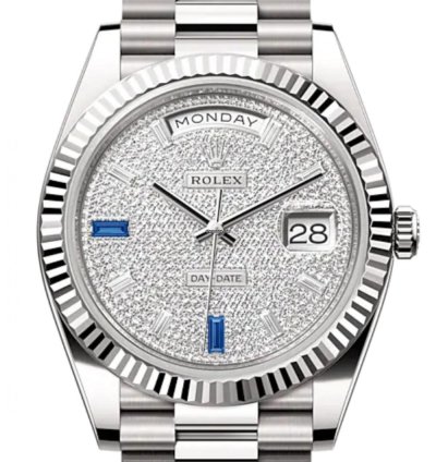 Rolex Day-date 40 228239 40mm White Gold Pave Dial Unworn 2023