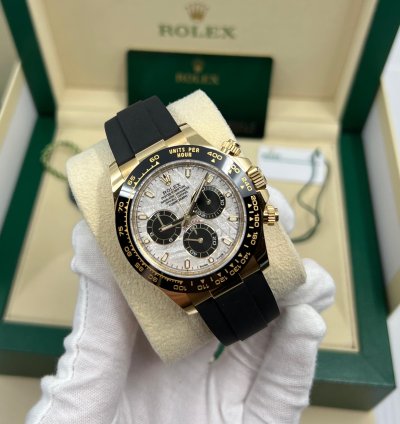 Rolex Daytona Complete Set New Unworn Meteorite Dial Oysterflex Yellow Gold Daytona