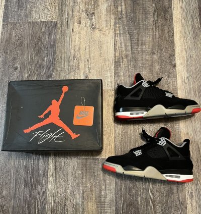 2019 Air Jordan 4 Retro Black Cement Red Sz 10 5