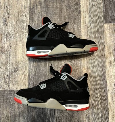 2019 Air Jordan 4 Retro Black Cement Red Sz 10 5