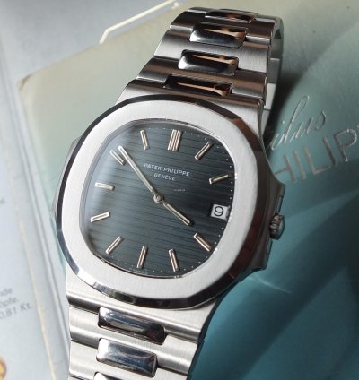 Patek Philippe Nautilus 3700 11 Nautilus Stahl Sigma Dial Blue-green Korkbox 1985 Service Pp Aus 09 2020