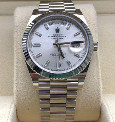 Rolex Day-date 40 228239a Silver Diamond Dial White Gold President