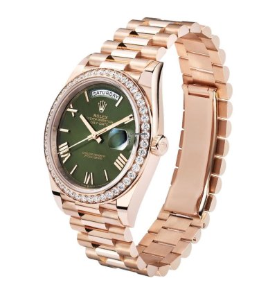 Rolex Day-date 40 228345rbr 18k Rose Gold Green Roman Dial 40 Mm