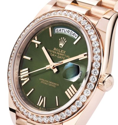 Rolex Day-date 40 228345rbr 18k Rose Gold Green Roman Dial 40 Mm