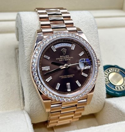 Rolex Day-date 40 228345rbr Chocolate Baguette Unworn