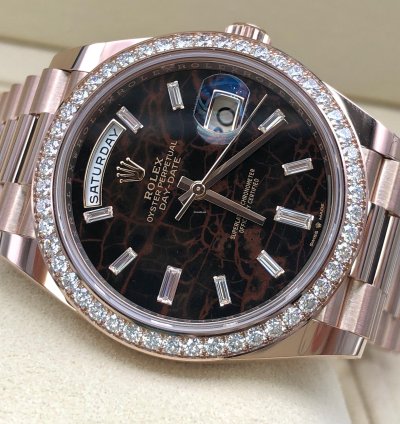 Rolex Day-date 40 228345rbr Everose Gold President Eisenkiesel Diamond Dial Bezel