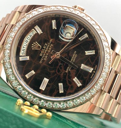 Rolex Day-date 40 228345rbr Everose Gold President Eisenkiesel Diamond Dial Bezel