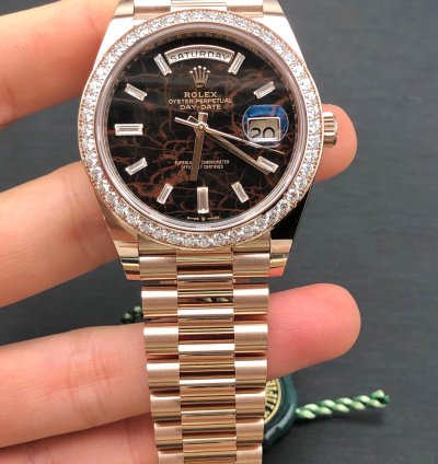Rolex Day-date 40 228345rbr Everose Gold President Eisenkiesel Diamond Dial Bezel