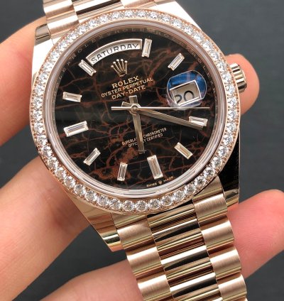 Rolex Day-date 40 228345rbr Everose Gold President Eisenkiesel Diamond Dial Bezel