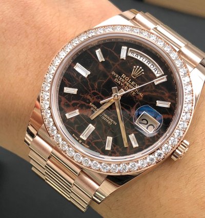 Rolex Day-date 40 228345rbr Everose Gold President Eisenkiesel Diamond Dial Bezel