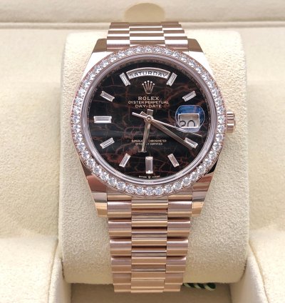 Rolex Day-date 40 228345rbr Everose Gold President Eisenkiesel Diamond Dial Bezel