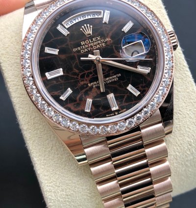 Rolex Day-date 40 228345rbr Everose Gold President Eisenkiesel Diamond Dial Bezel