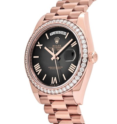 Rolex Day-date 40 228345rbr Rose Gold Diamond Bezel Slate Ombre Dial
