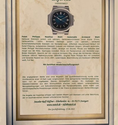 Patek Philippe Nautilus 3800
