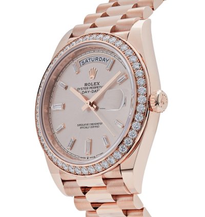 Rolex Day-date 40 228345rbr Rose Gold Diamond Bezel Sundust Diamond Dial