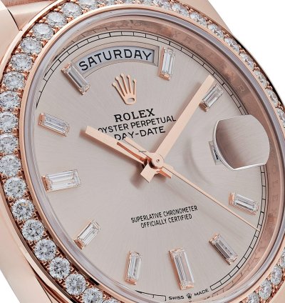 Rolex Day-date 40 228345rbr Rose Gold Diamond Bezel Sundust Diamond Dial