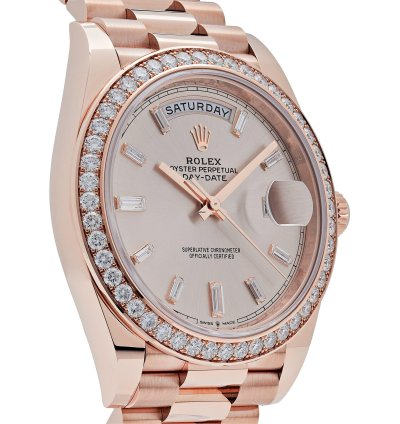 Rolex Day-date 40 228345rbr Rose Gold Diamond Bezel Sundust Diamond Dial