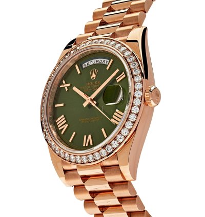 Rolex Day-date 40 228345rbr Rose Gold Olive Green Dial Diamond Bezel 2021
