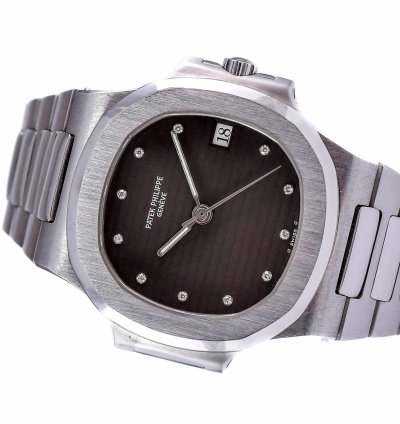 Patek Philippe Nautilus 3800 1 Matte Black Dial Diamond Hour Markers