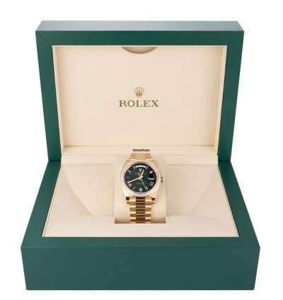 Rolex Day-date 40 228348rbr 18k Yellow Gold Diamond Bezel Green Roman Dial 40 Mm