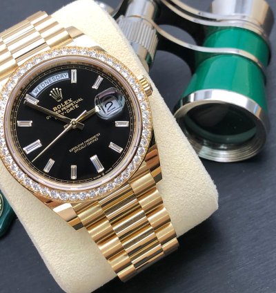 Rolex Day-date 40 228348rbr Black Dial Diamonds Bezel