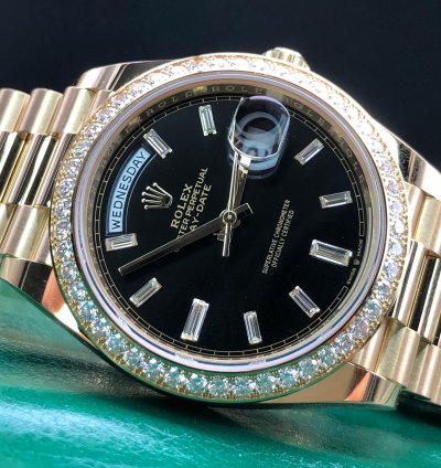 Rolex Day-date 40 228348rbr Black Dial Diamonds Bezel