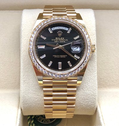 Rolex Day-date 40 228348rbr Black Dial Diamonds Bezel