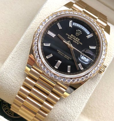 Rolex Day-date 40 228348rbr Black Dial Diamonds Bezel