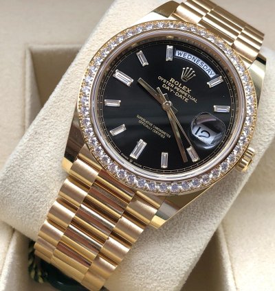 Rolex Day-date 40 228348rbr Black Dial Diamonds Bezel