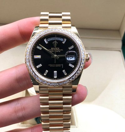 Rolex Day-date 40 228348rbr Black Dial Diamonds Bezel