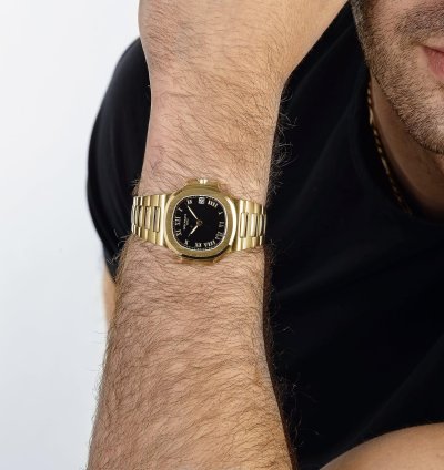 Patek Philippe Nautilus 3800 1j-017 Yellow Gold Black Dial 2003
