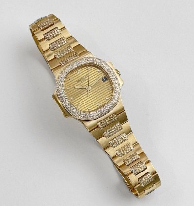 Patek Philippe Nautilus 3800 5 Yellow Gold Glided Gold Diamond Dial 1984