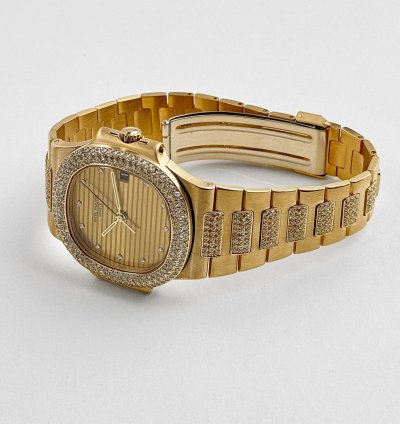 Patek Philippe Nautilus 3800 5 Yellow Gold Glided Gold Diamond Dial 1984