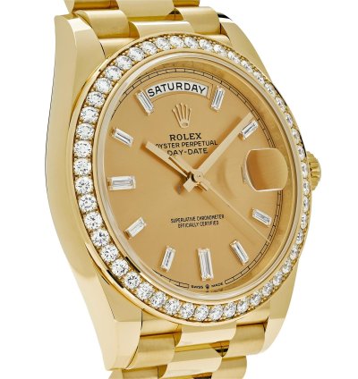 Rolex Day-date 40 228348rbr Yellow Gold Diamond Bezel Champagne Diamond Dial
