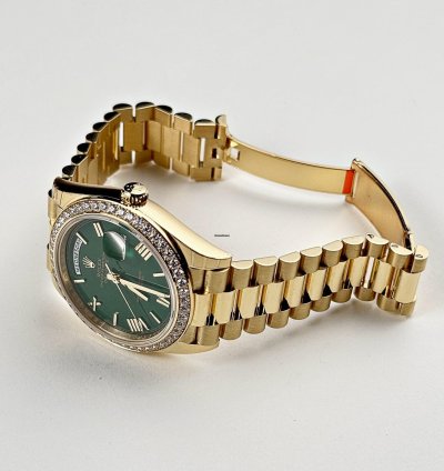 Rolex Day-date 40 228348rbr Yellow Gold Green Roman Numeral Dial Diamond Bezel 2024