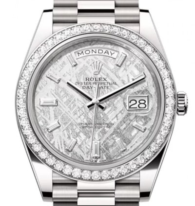 Rolex Day-date 40 228349rbr 40mm White Gold Meteorite Dial Diamond Bezel Unworn 2023