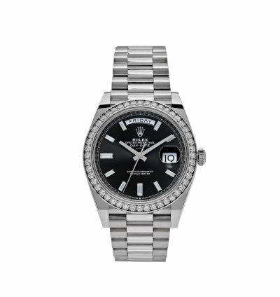 Rolex Day-date 40 228349rbr White Gold Diamond Bezel Black Dial 2024
