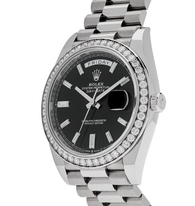 Rolex Day-date 40 228349rbr White Gold Diamond Bezel Black Dial 2024