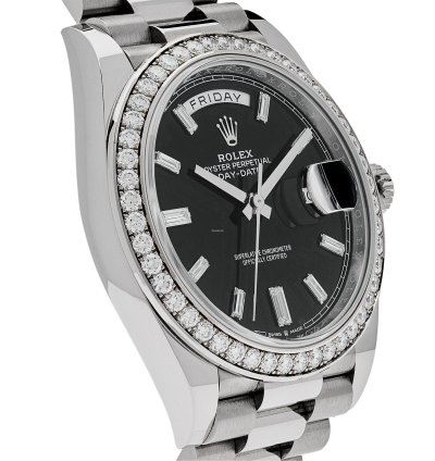 Rolex Day-date 40 228349rbr White Gold Diamond Bezel Black Dial 2024