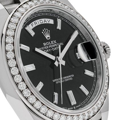 Rolex Day-date 40 228349rbr White Gold Diamond Bezel Black Dial 2024