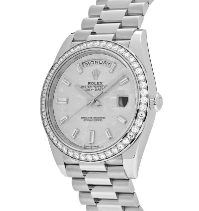 Rolex Day-date 40 228349rbr White Gold Meteorite Dial Diamond Set