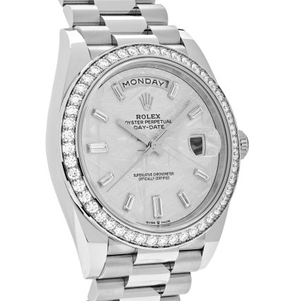 Rolex Day-date 40 228349rbr White Gold Meteorite Dial Diamond Set