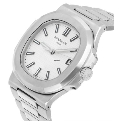 Patek Philippe Nautilus 40mm White Index Hour Markers Dial Stainless Steel