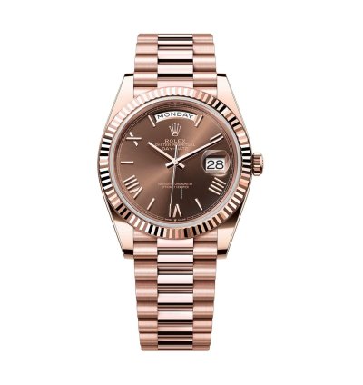 Rolex Day-date 40 40mm 18k Everose Gold President Chocolate Brown Roman Dial