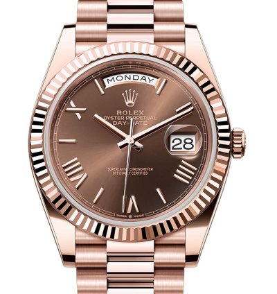 Rolex Day-date 40 40mm 18k Everose Gold President Chocolate Brown Roman Dial