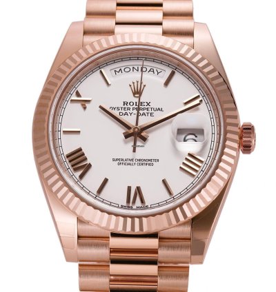 Rolex Day-date 40 40mm 18k Everose Gold President White Roman Dial